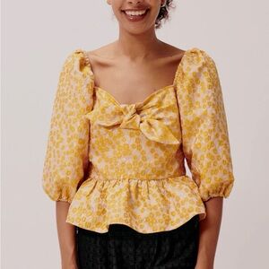 Hofmann Copenhagen Margot top Puff-Sleeve Peplum embroidered blouse